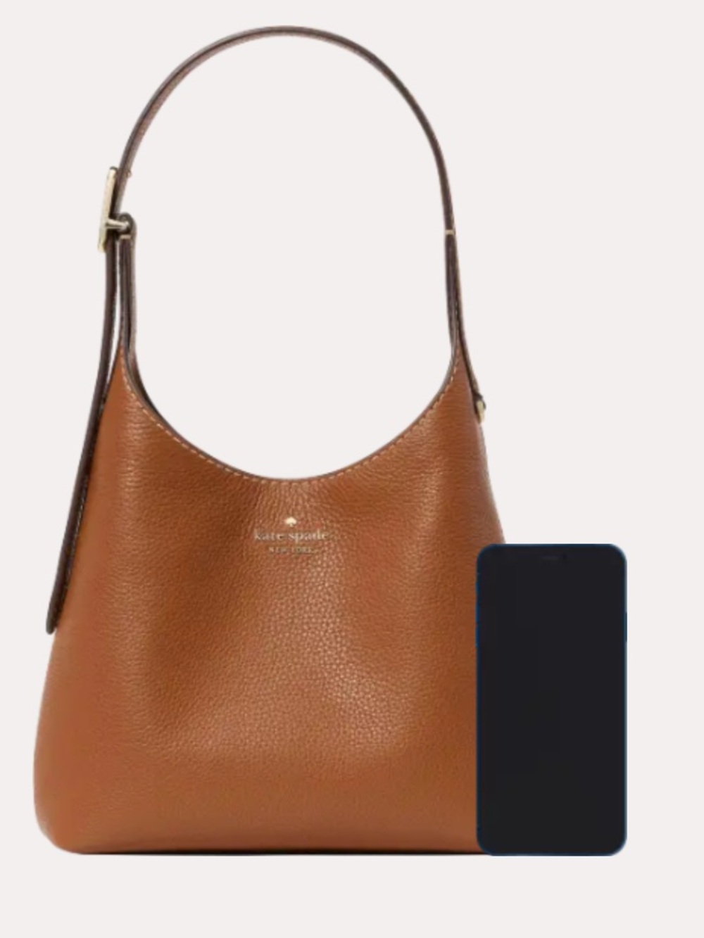 kate spade small 454 Cognac Leather Shoulder Hobo Bag